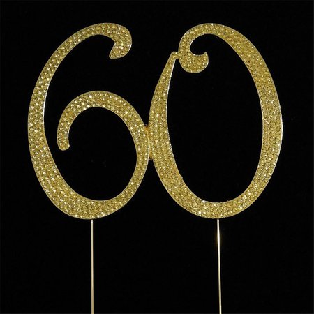 TIAN SWEET 60th Rhinestone Cake Topper Gold 3301560g